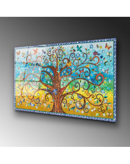 Impression sur verre Inspiration Klimt : L'Arbre de Vie multicolore - 70x100 cm